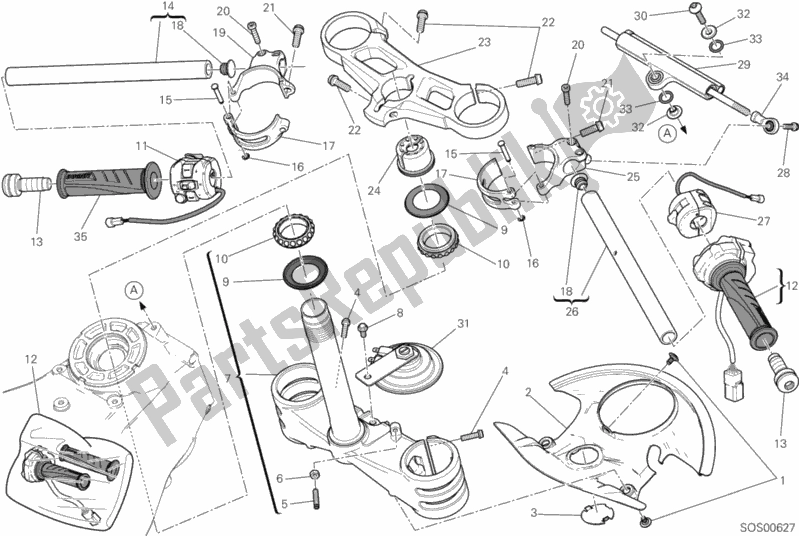 Wszystkie części do Semimanubri - Ammortizzatore Di Sterzo Ducati Superbike 1199 Panigale S ABS Brasil 2014